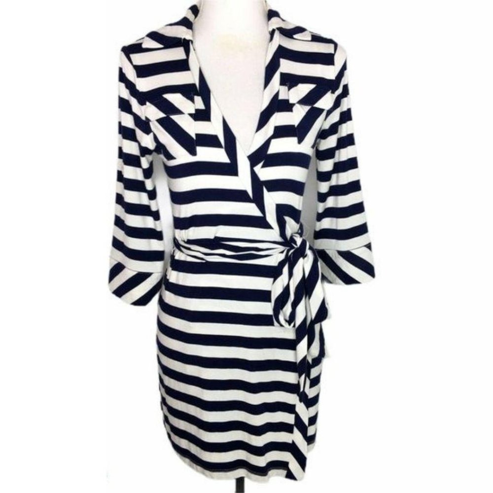 Soft Surroundings Women Stripe Wrap Midi Dress XS
